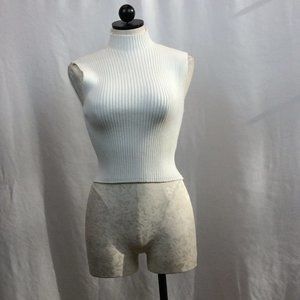 Zara White Sleeveless Knit Shirt | M